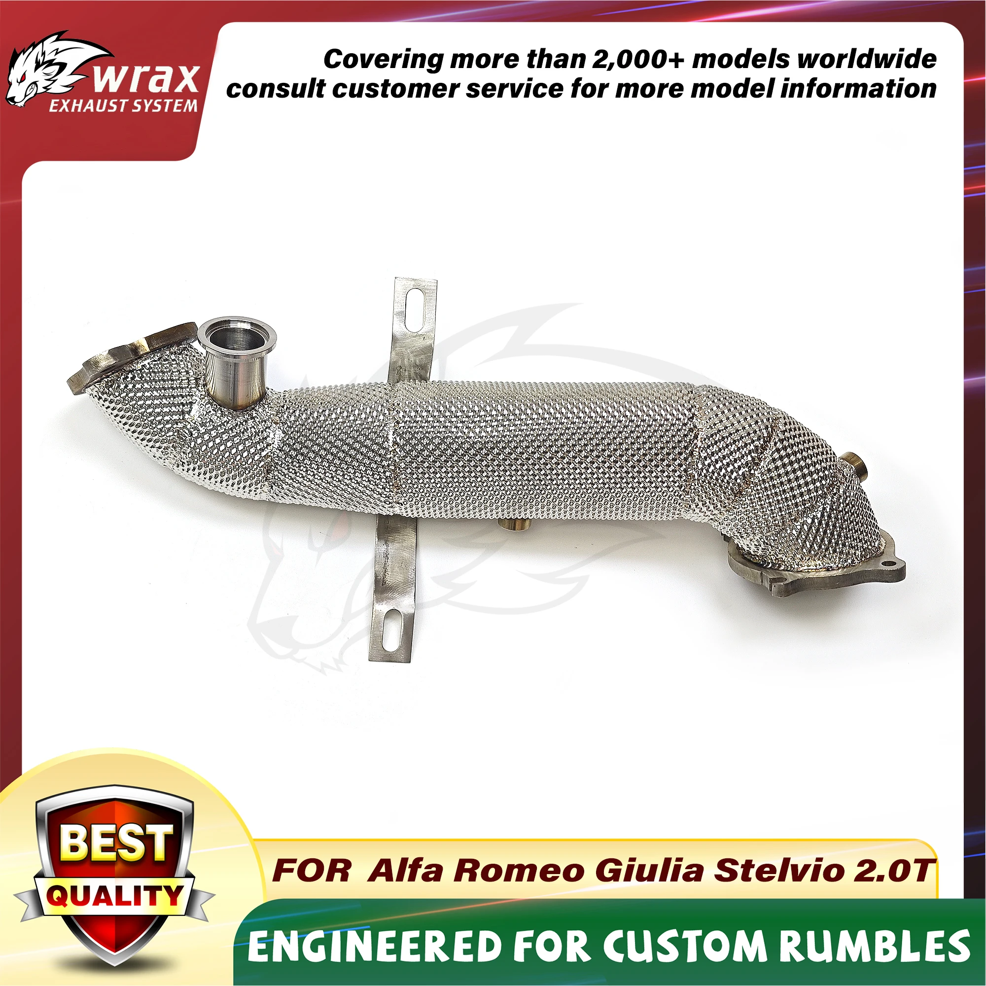 

SS304 Non-catalytic Downpipe WRAX for Alfa Romeo Giulia Stelvio 2.0T 2016 Support Customization Performance Exhaust System
