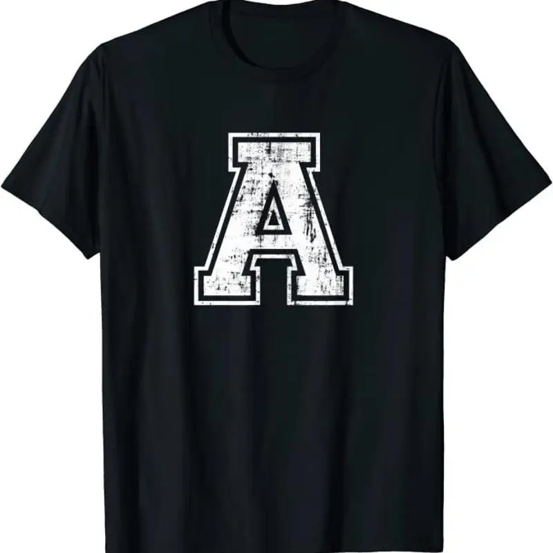 Varsity A To Z Alphabet Letter Initial Uppercase Distressed Font Sports Team T Shirt