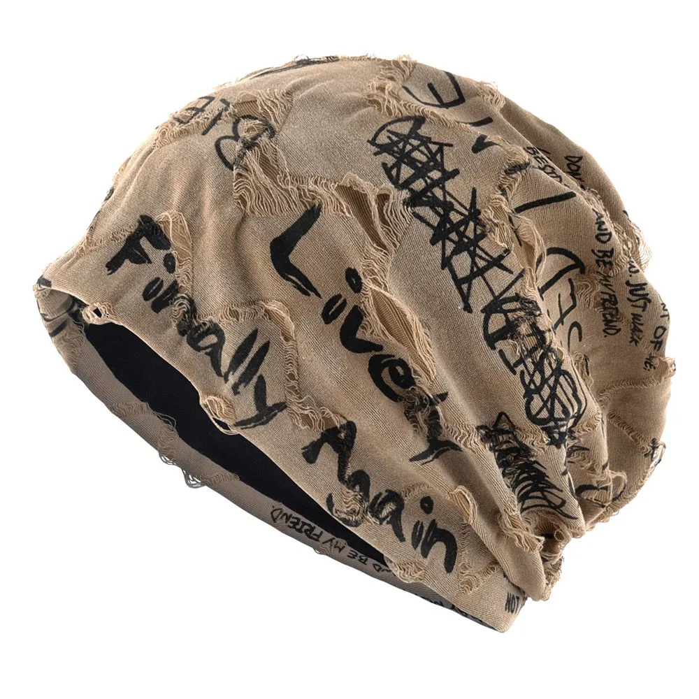 

Fashion Thin Bonnet Letter Print Beanie Loose Style Wasteland Style Hip Hop Beanies Streetwear Design Vintage Beanie Unisex Wear
