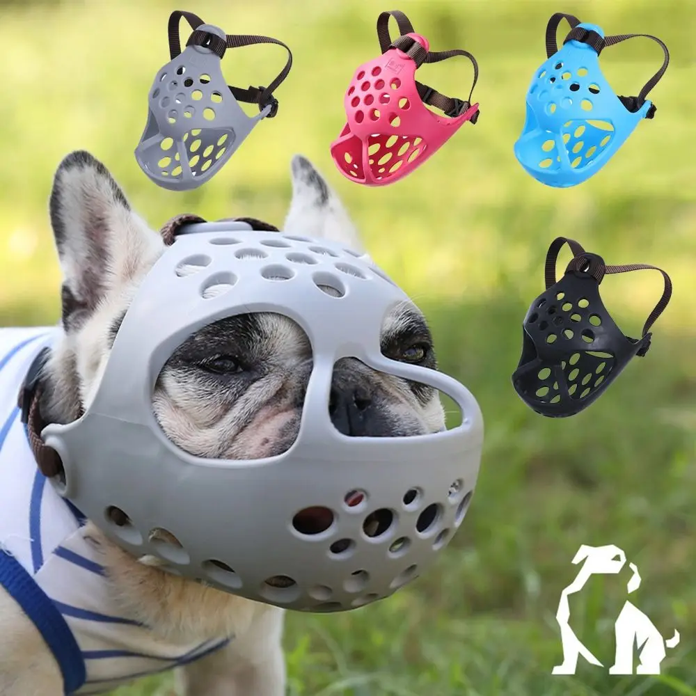 Adjustable Aggressive Dog Flat-Faced Anti Barking Face Mesh French Bulldog Pet Dog Muzzle Biting Chewing