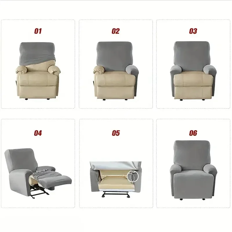 1/2/3 Seater Waterproof Elastic Recliner Sofa Cover Stretch  Chair Covers Removable Couch Armchair Slipcovers Home view 5
