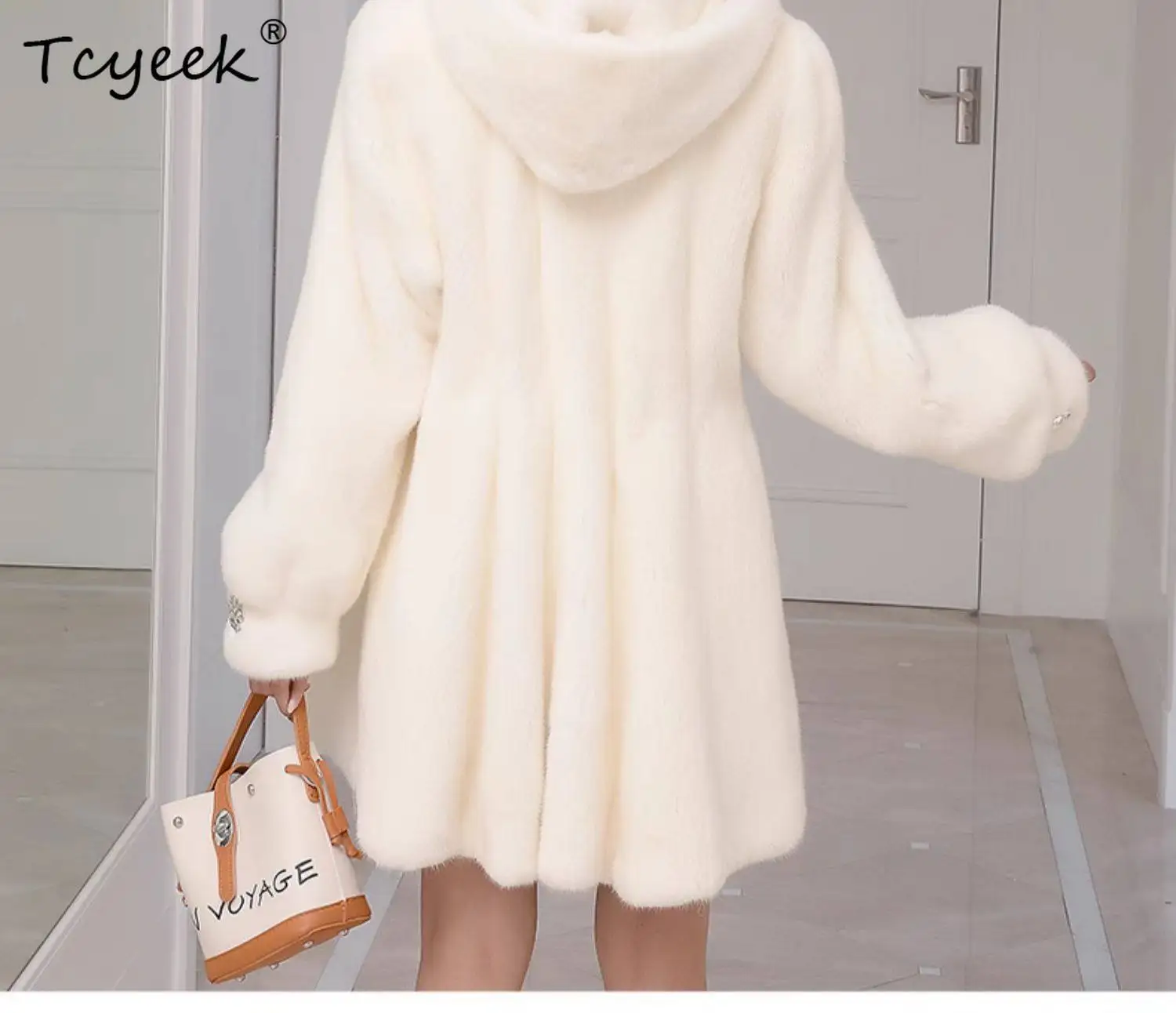 Tcyeek manteau de fourrure de vison naturel femmes vêtements d'hiver mi-long vraie fourrure femmes manteau nouveau dans les manteaux Femme entière Fourrure de vison Femme