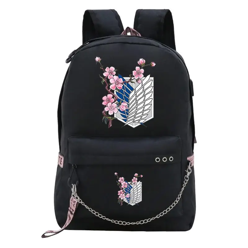 

Attack on Titan Cartoon Anime Children School Backpack Shingeki No Kyojin Usb Charging Backpack School Bags Girls Boy SchoolBag