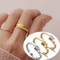 Engraved Stainless Steel Adjustable Rings For Women Customized Name Ring Jewelry For Family Couple Gift