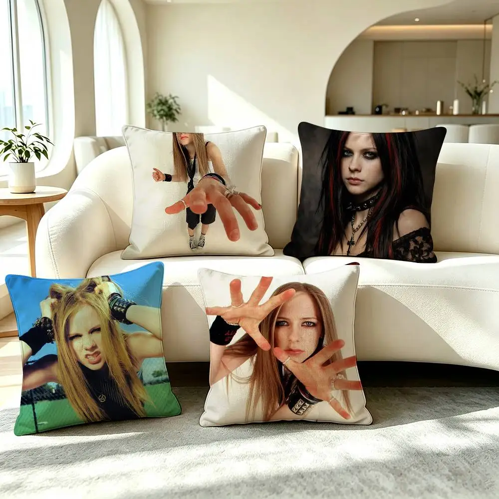A-Avril lavigne Punk Icon Square Double-Sided printed Pillow Case Bedroom Bedside Pillow Sofa Cushion Cover