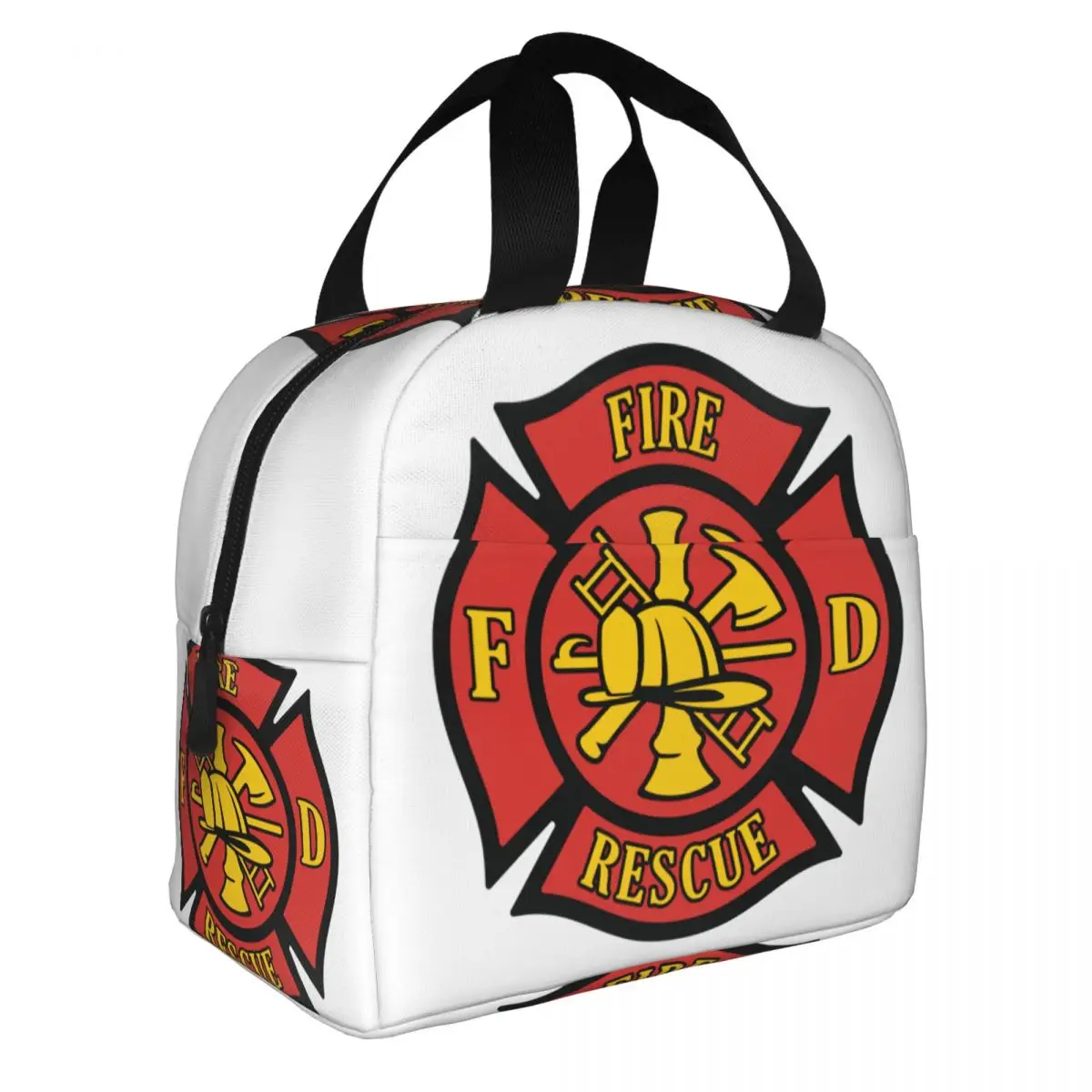 Custom Firefighter Fire Rescue Maltese Florian Cross Thermal Insulated Lunch Bags Women Portable Lunch Tote Food Box