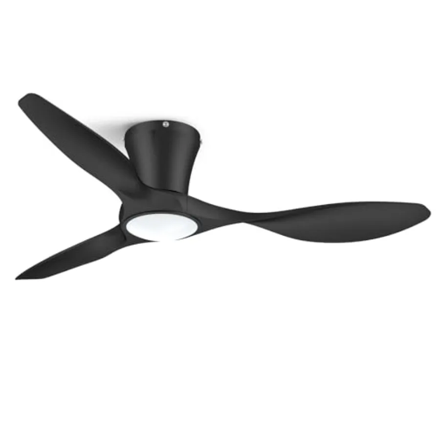 

42 inch Ceiling Fans with Lights and Remote Dimmable Ceiling Fans with Reversible Quiet DC Motor Flush Mount 3CCT Black Ceiling