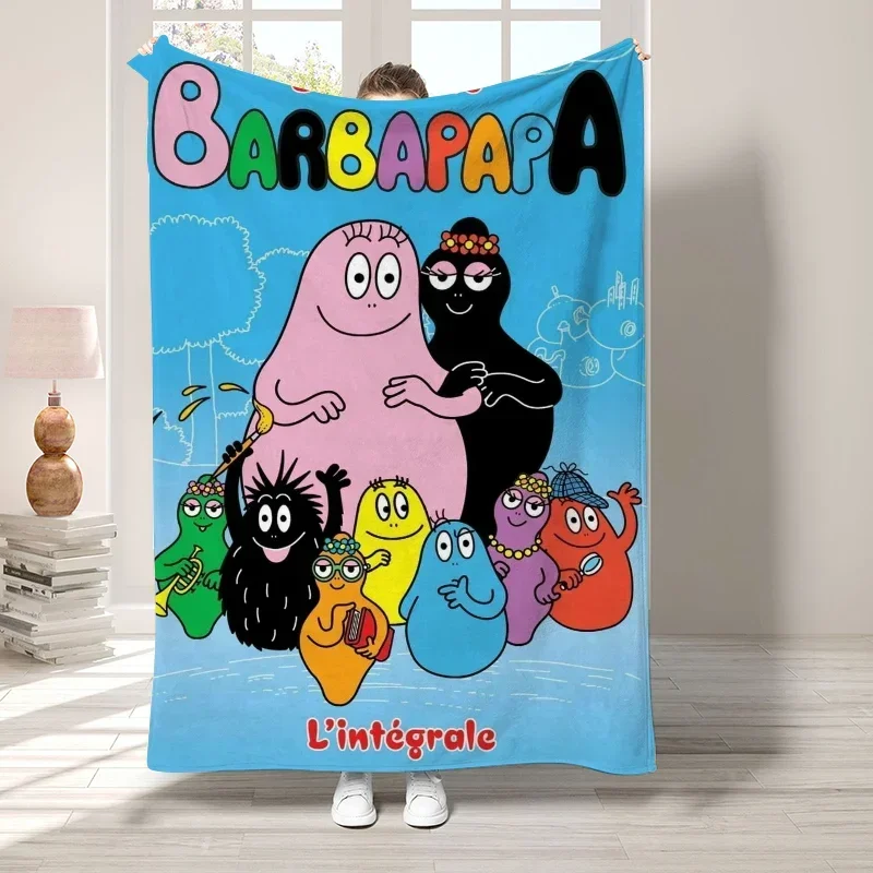 L-Les barbapa بطانية مزخرفة لغرفة المعيشة ، ديكور غرفة النوم ، غطاء سرير على السرير ، بطانيات ناعمة منفوشة ، ديكور منزلي بوهو #3