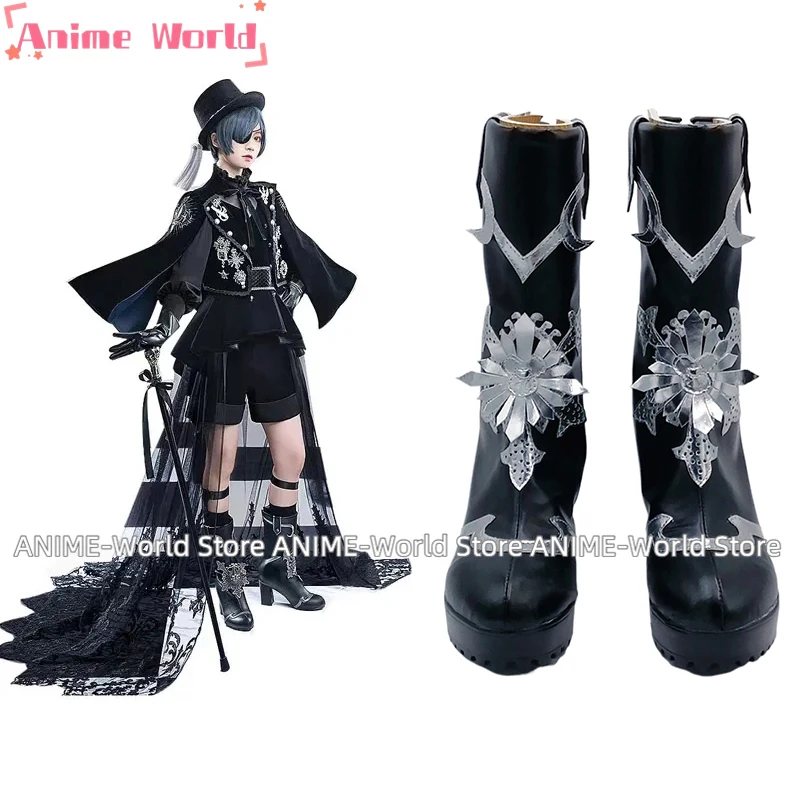 New Anime Black Butler Kuroshitsuji Shoes Cosplay Ciel Phantomhive Costume 15th Anniversary Boots Custom Made