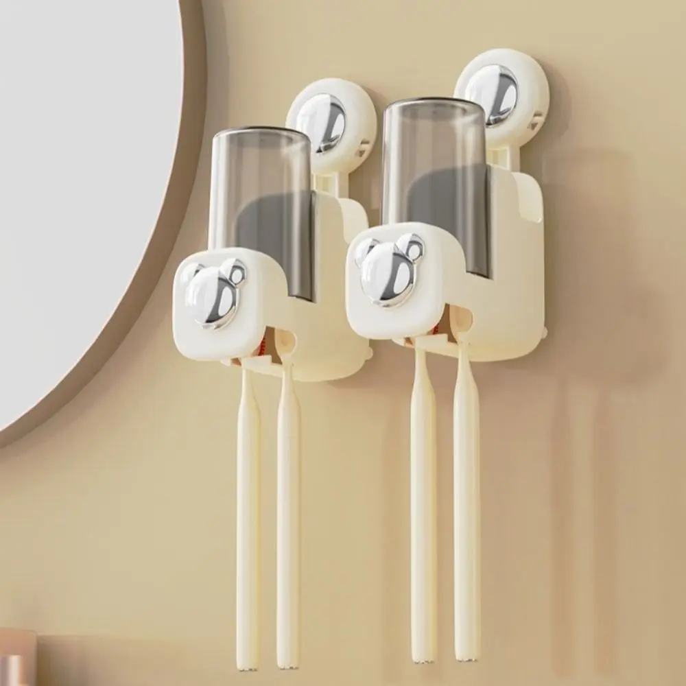 لكمة خالية فرشاة الأسنان رف الحائط متعددة الوظائف فرشاة الأسنان حامل الكأس البلاستيك شفط كأس فرشاة الأسنان تخزين الرف