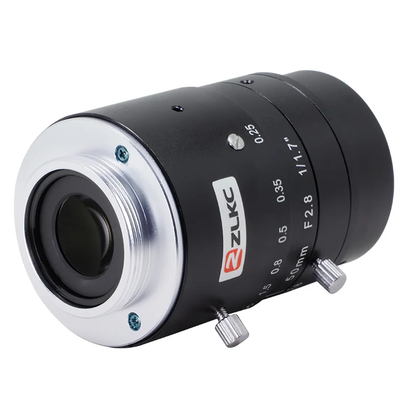 ZLKC 50mm camera lens 1/1.7 inch C-mount machine vision lens F2.8 manual Iris 12MP High resolution fa Industrial lens