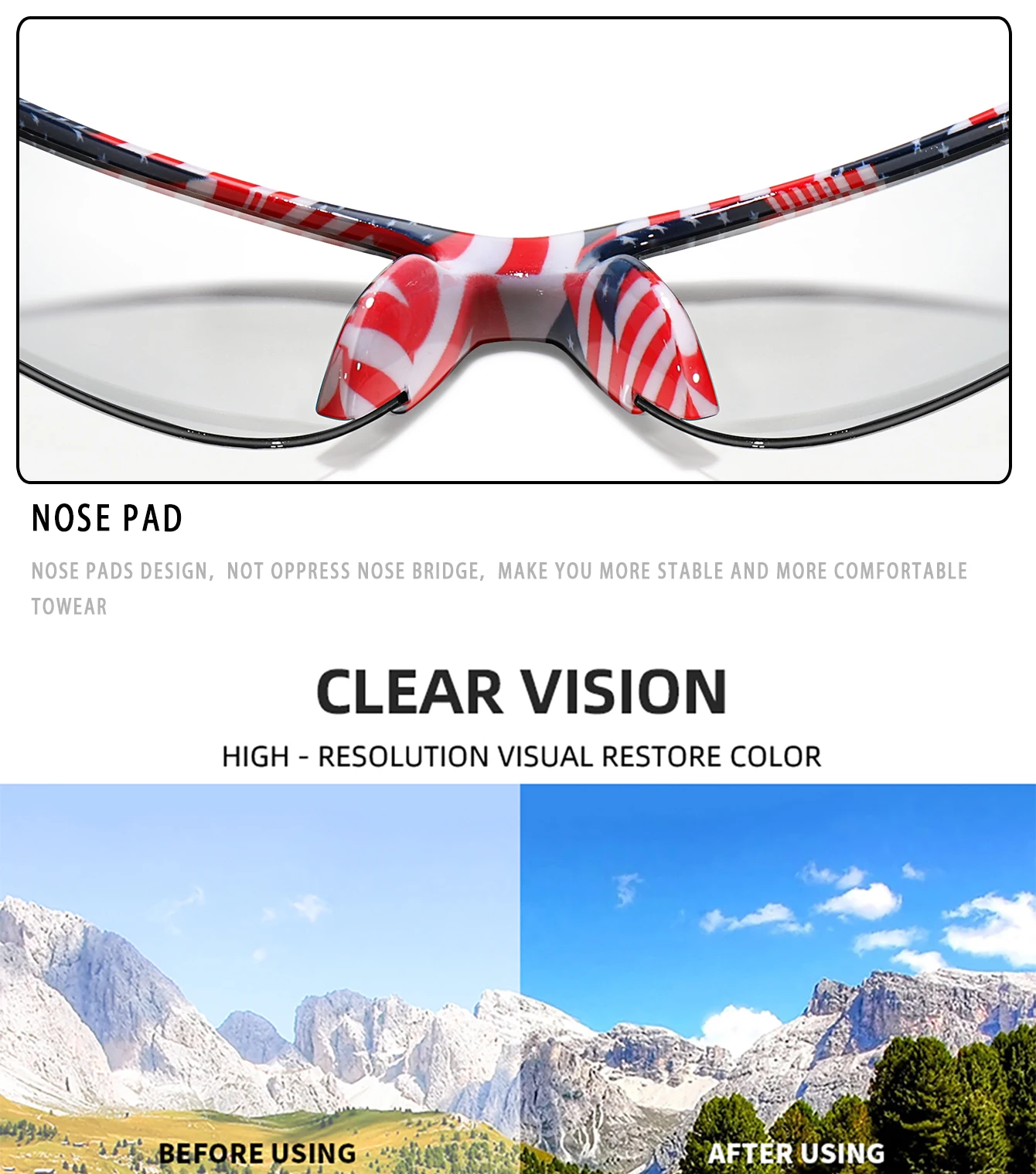 Photochrome Outdoor-Sport-Sonnenbrille für Herren und Damen, MTB, Fahrrad, Laufen, Radfahren, Winking-Brille, Sonnenlicht bis Grau – Detail 15