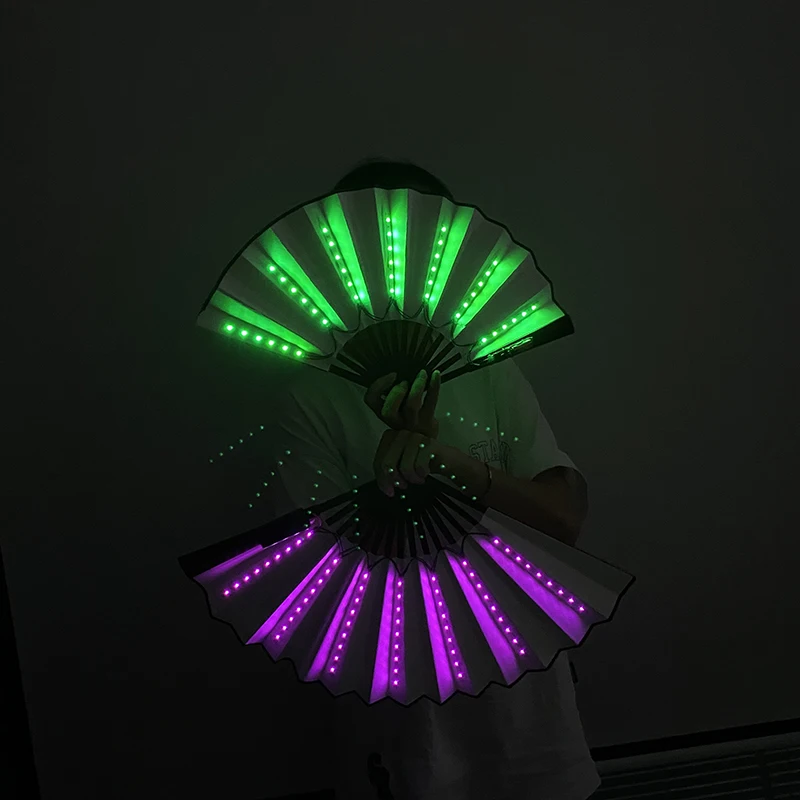 10-Zoll-LED-Faltfächer für Party, RPG, Lolita, Tanz, Bühnenaufführung, Nachtclub-Zubehör, LED-Handfächer, leuchtender fluoreszierender Fächer – Detail 8