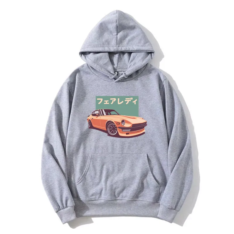 JDM Hoodie Initial D Japanese Retro Car Print Cotton Hoody Sweatshirt CRX Harajuku Oversized Tops Mens Casual zipper Streetwear