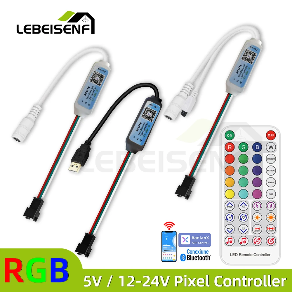 New Bluetooth Mini WS2811 WS2812B LED Controller USB 5V 12V 24V Dreamy Color Wireless IR Remote APP Dimmer for  Addressable LED