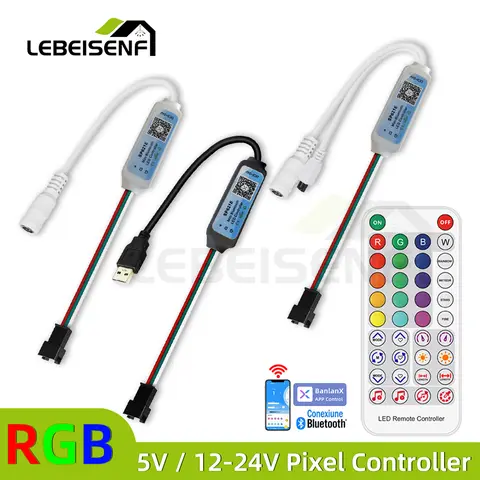 새로운 블루투스 미니 WS2811 WS2812B LED 컨트롤러 USB 5V 12V 24V 꿈꾸는 컬러 무선 IR 원격 APP 주소 지정이 가능한 LED 용 조광기
