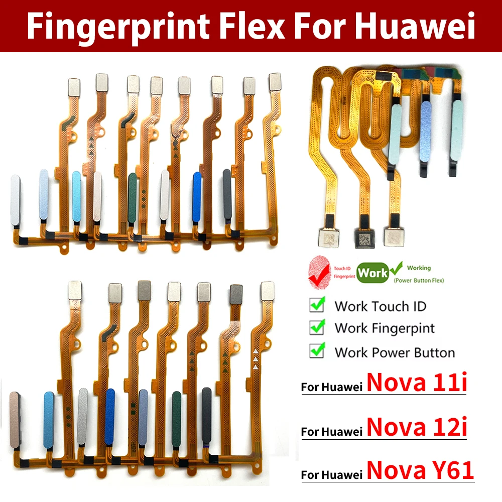 New Repair Fingerprint Scanner For Huawei Nova 11i 12i Y61 ID Home Button Fingerprint Menu Return Key Recognition Sensor Flex