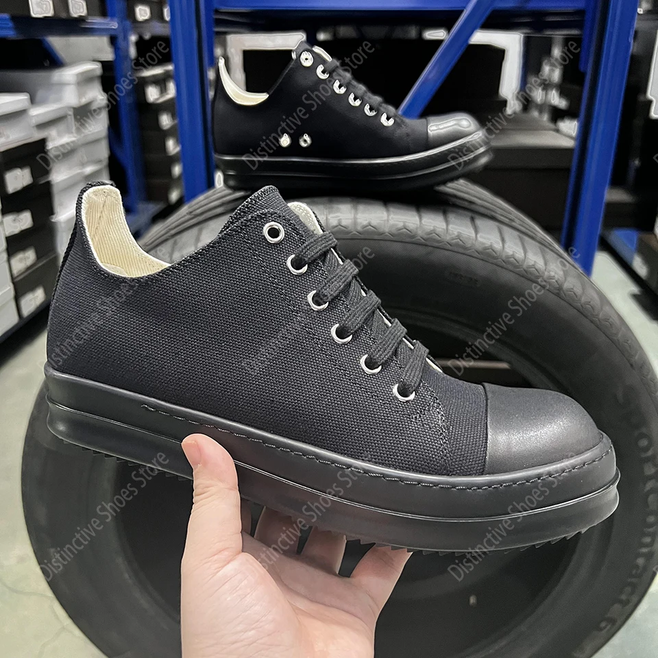 

Brand Luxury Designer High Quality Causal Men Shoes RO Black Canvas Women Sneakers Low-top Lace Up Shoes Fashion Flat Sneakers