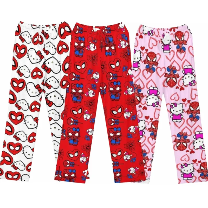 

Hello Kitty Cotton Loose Ladies Pajama Pants Spiderman Pyjama Trousers Women Cartoon Sleep Bottoms Lounge Wear Girl Sleep Pants