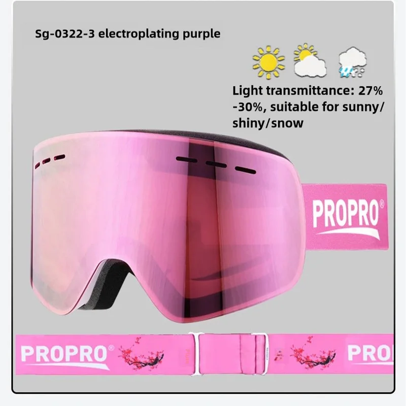 

PROPRO ski Eyewear Sport glasses Snowmobile antiparras Glasses protection Women's men's Discoloration Safety goggles ski mask