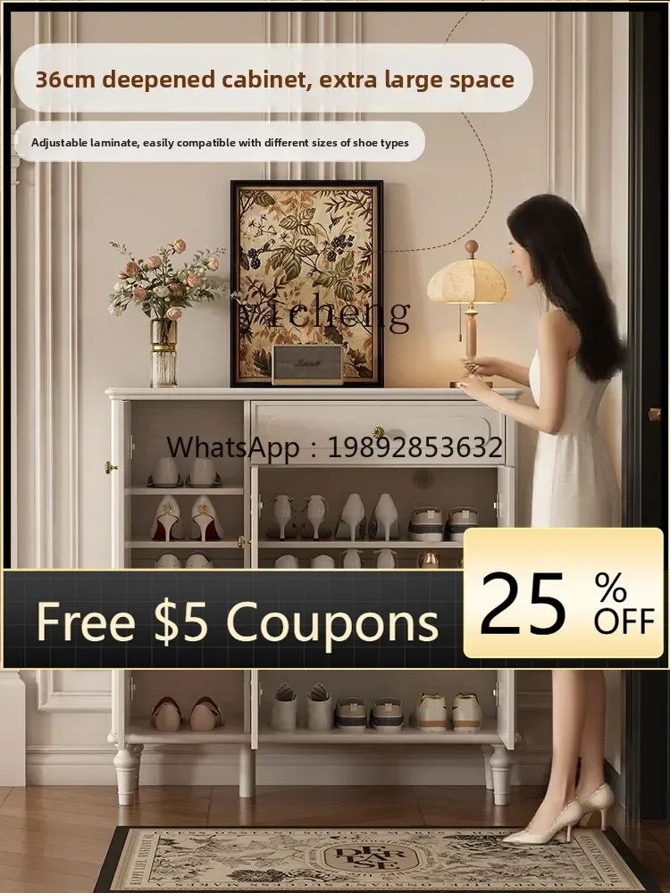 

NN Entryway Solid Wood Shoe Cabinet Home Doorway Entryway Cabinet Integrated Wall Storage Cabinet