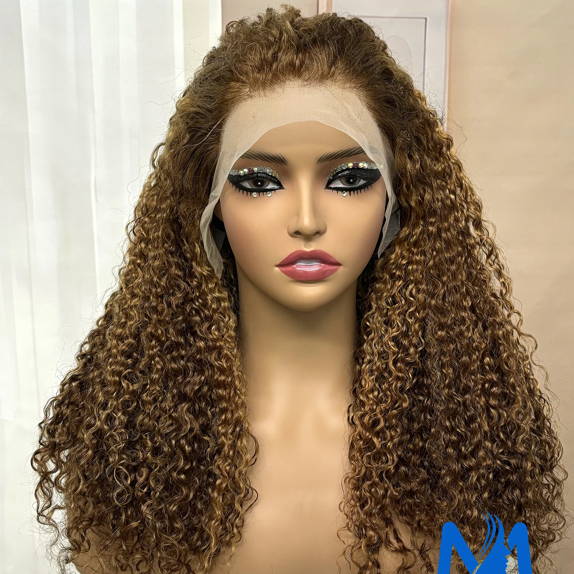 4/30 Piano Color 250% Density Burmese Curly Human Hair Wigs for Black Women 13x4 Lace Frontal Double Drawn Hair Wig PrePlucked