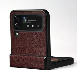 Luxury PU leather Case for Samsung galaxy Z Flip 4 5G Business solid color design phone cover for samsung z flip4 5g case