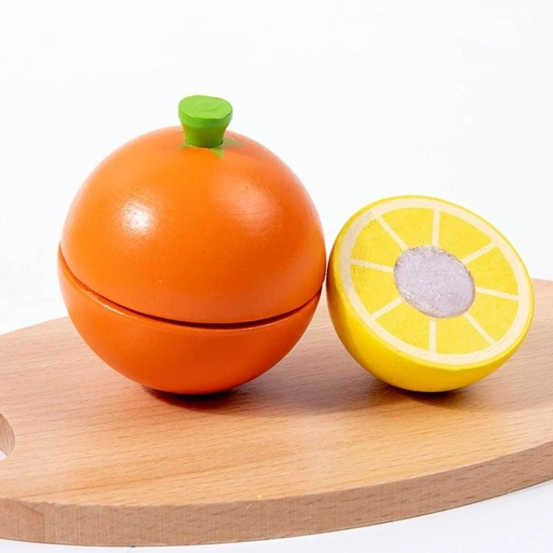 قطع الفاكهة مجموعة الخشب لعب الغذاء ملحقات المطبخ متعددة التظاهر المطبخ اللعب 15UB #3