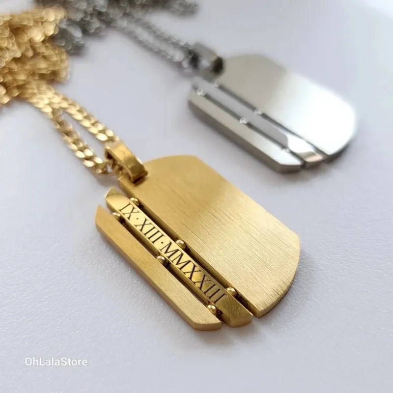 

Stainless Steel Custom Name Necklace Engraved Dog Tag Men Necklace ID Personalized Pendant Necklace Custom Gift for Him