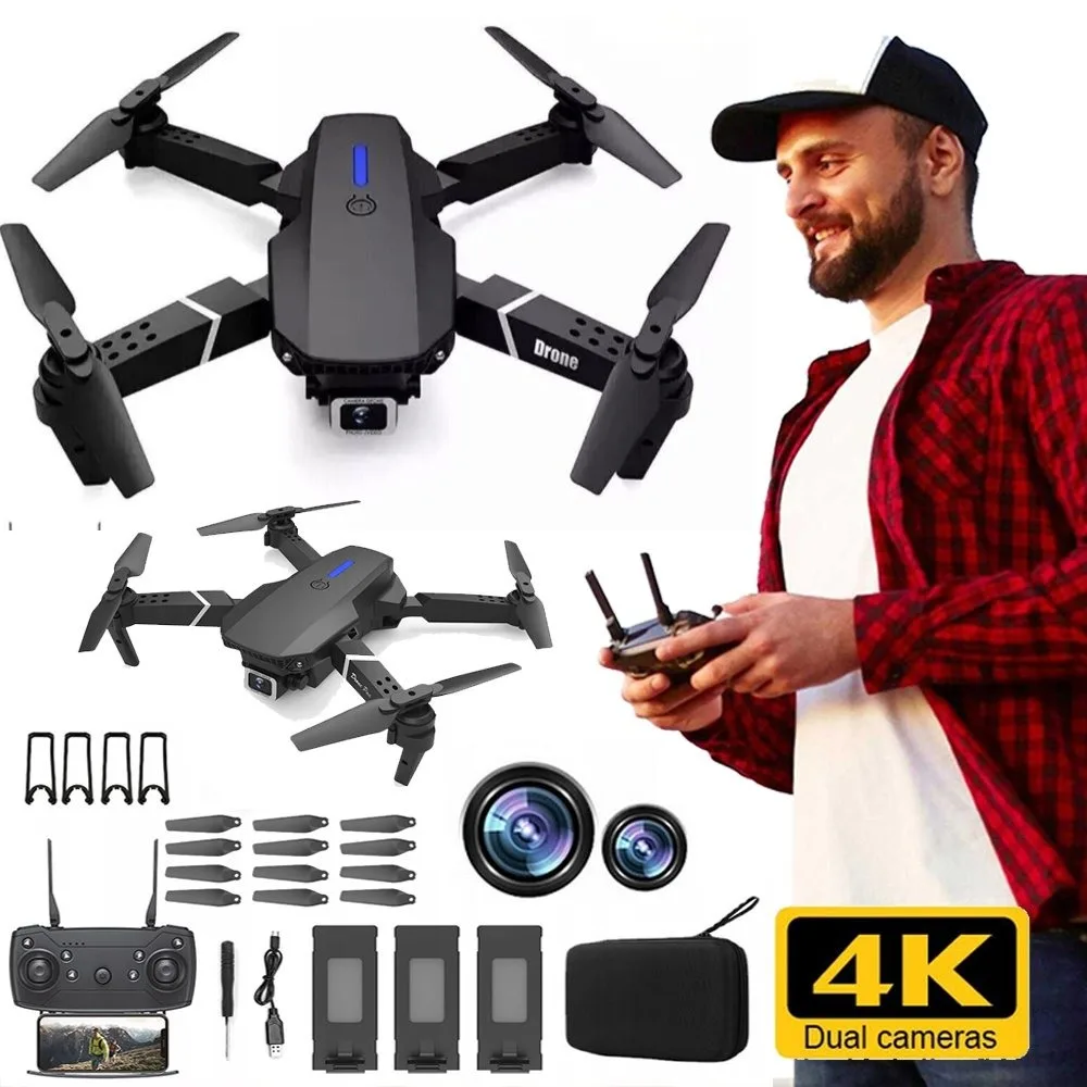 1 ensemble de drones quadricoptères, drone télécommandé à double caméra, fonction de retour à une touche WiFi 4K.