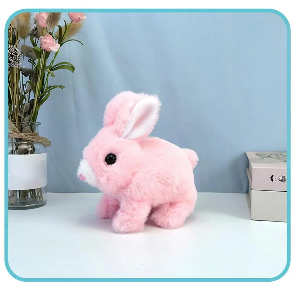 전자 봉제 토끼 장난감 로봇 동물 애완 동물 산책 점프 실행 흔들어 귀 어린이를위한 귀여운 전기 토끼 생일 선물 I9E6