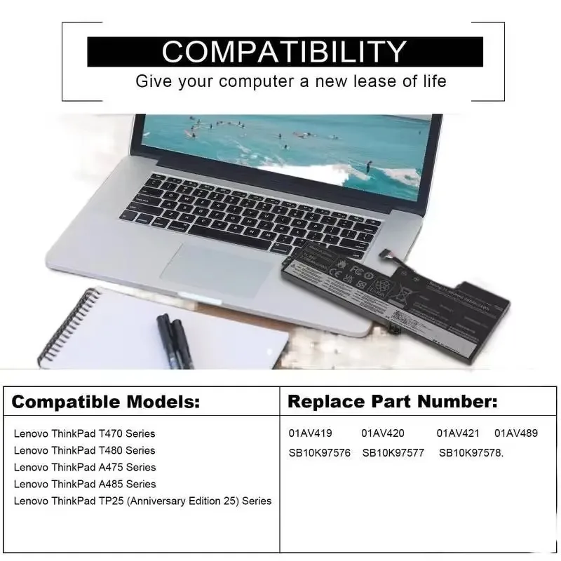01AV420 بطارية داخلية لينوفو T470 T480 A475 01AV419 01AV421 01AV489 الولايات المتحدة