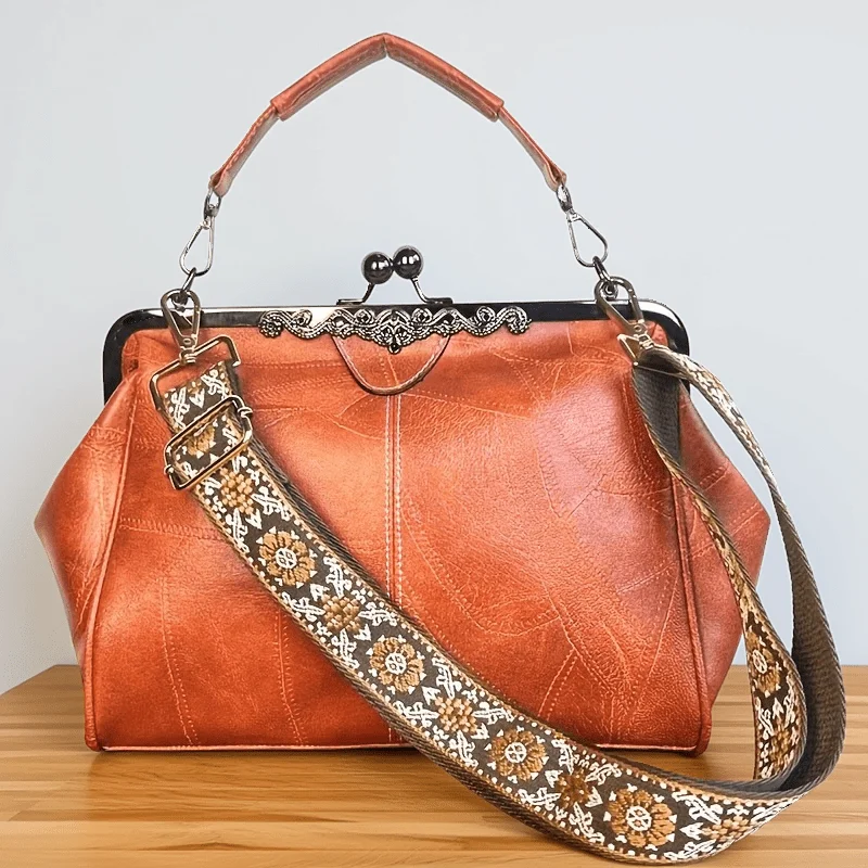 

Women's Retro Style Handbag, Stylish Printed wide straps Crossbody Bag, synthetic leather Shoulder Purse Party Clutch