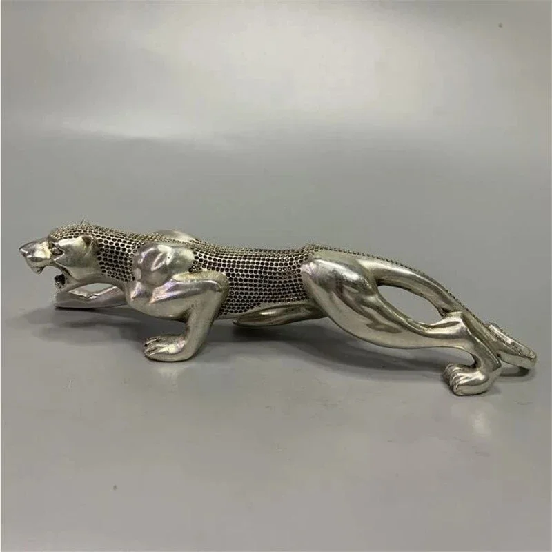 Exquisite Archaize seiko White copper recruit wealth leopard household decoration crafts statue