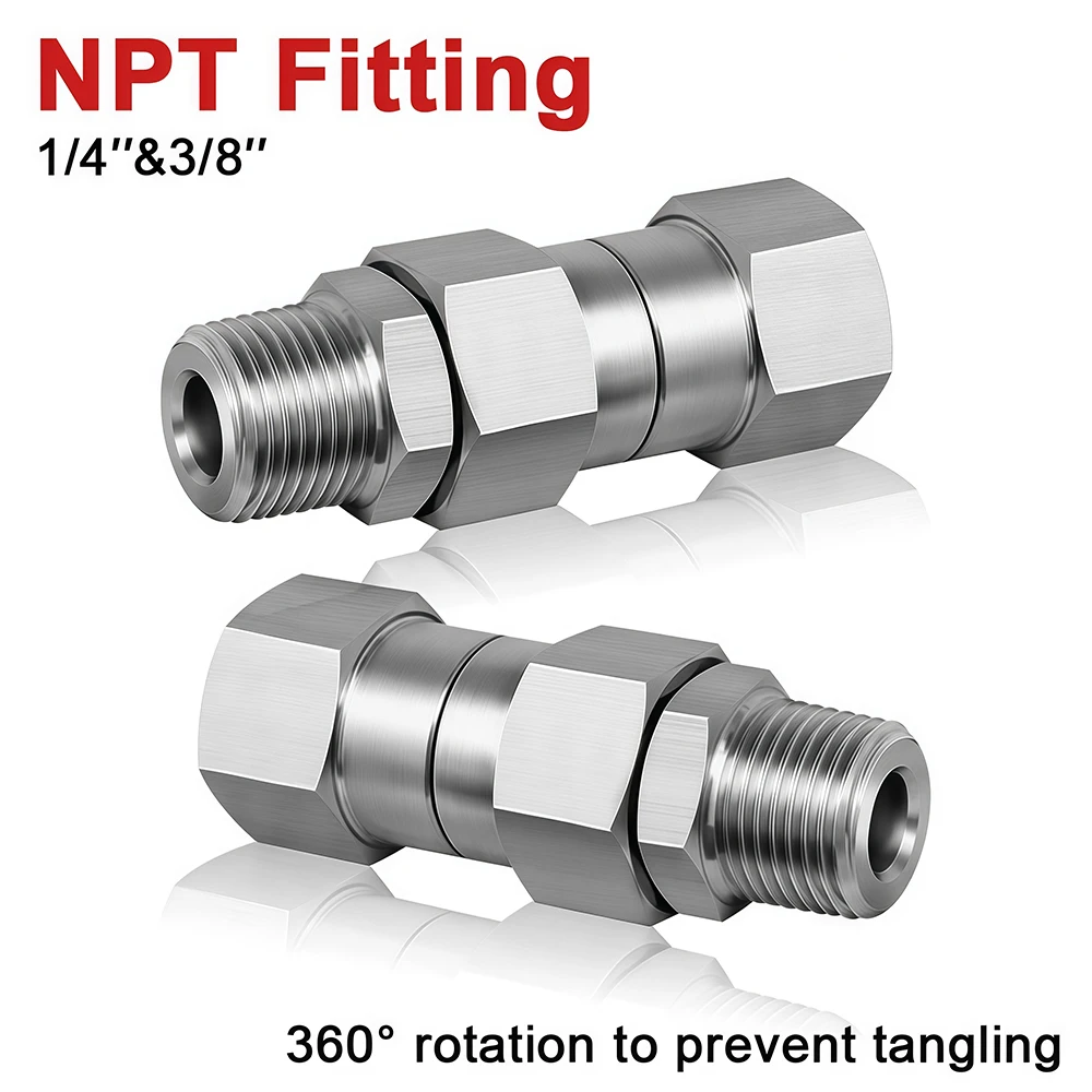 

3/8 "и 1/4" NPT поворотное соединение для мойки высокого давления 4500 фунтов на квадратный дюйм, вращающийся на 360 градусов соединитель, противозапутывающиеся фитинги для шлангов для автомойки