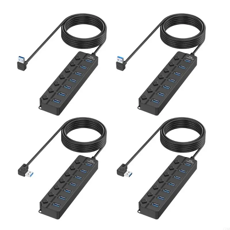 C7AB Streamlines Workspaces with 7Port USB 2.0 Hub USB Splitter Featuring Independent Control Switches MultiPorts Extension