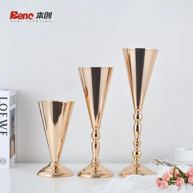 Creative wedding arrangement flower utensils hotel home dining table decoration crystal vase wrought iron