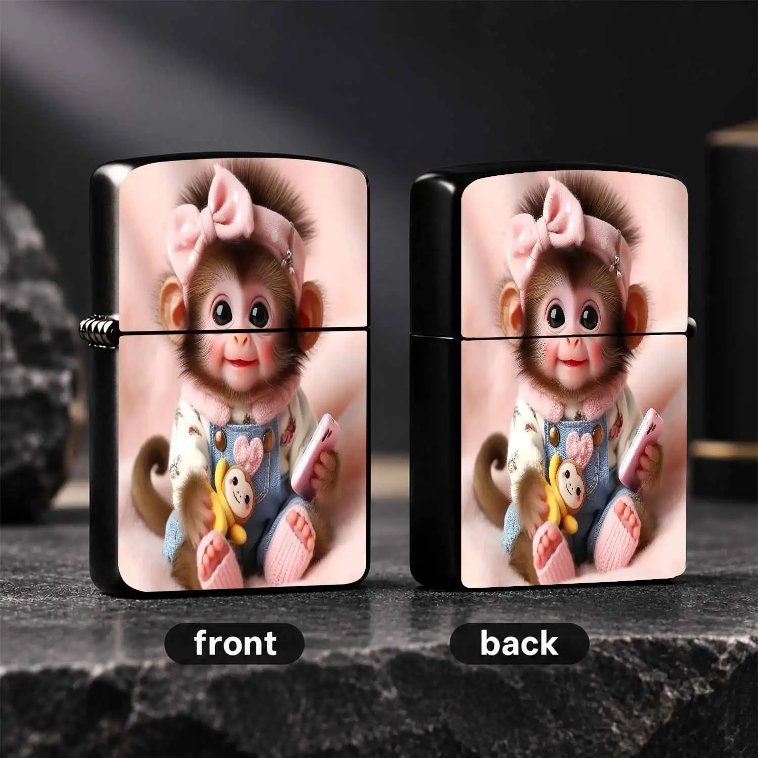 Adorable Cute Baby Monkey Lighter, Sweet Pink Outfit Little Monkey with Hair Bow Plush Doll Design, Portable Delightful Daily Use Accessory, Ideal Warm Creative Gift for Friends Family, Cozy Deco A Humorous And Interesting Lighter