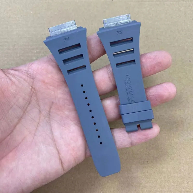 FUYIJIA Luxury Fluororubber Watchbands Substitute R-ichardM-ille RM035 Strap 28MM VITON Watch Band 19MM Titanium Interface Belt