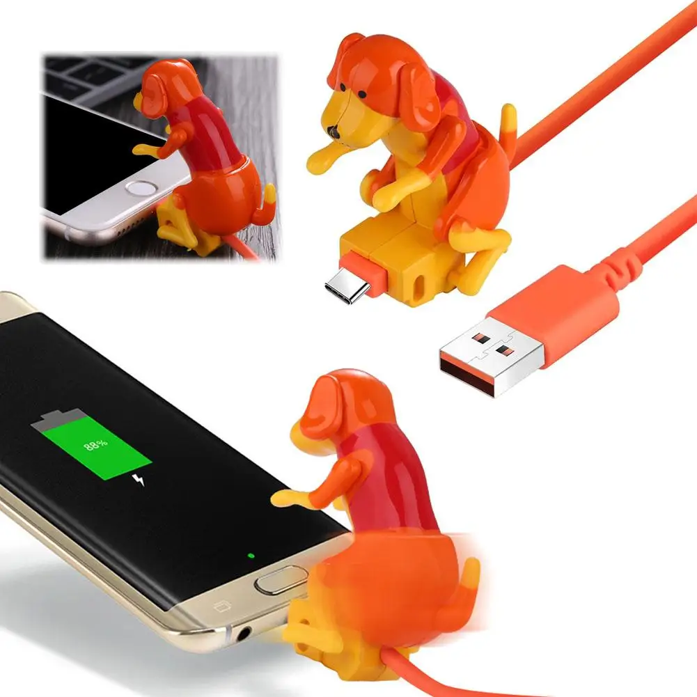 Cute Funny Dog Dog Humping Phone Charger Portable Stray Dog Toy Smartphone USB Charging Cable for iPhone Type-C Smartphone