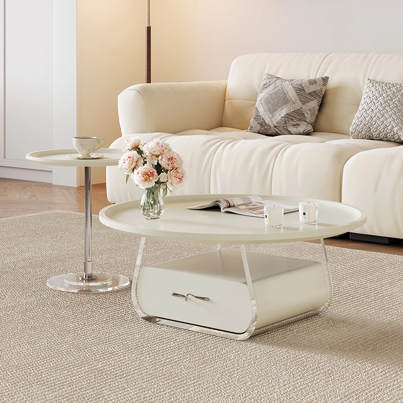 

Cream wind coffee table living room household acrylic creative French size round