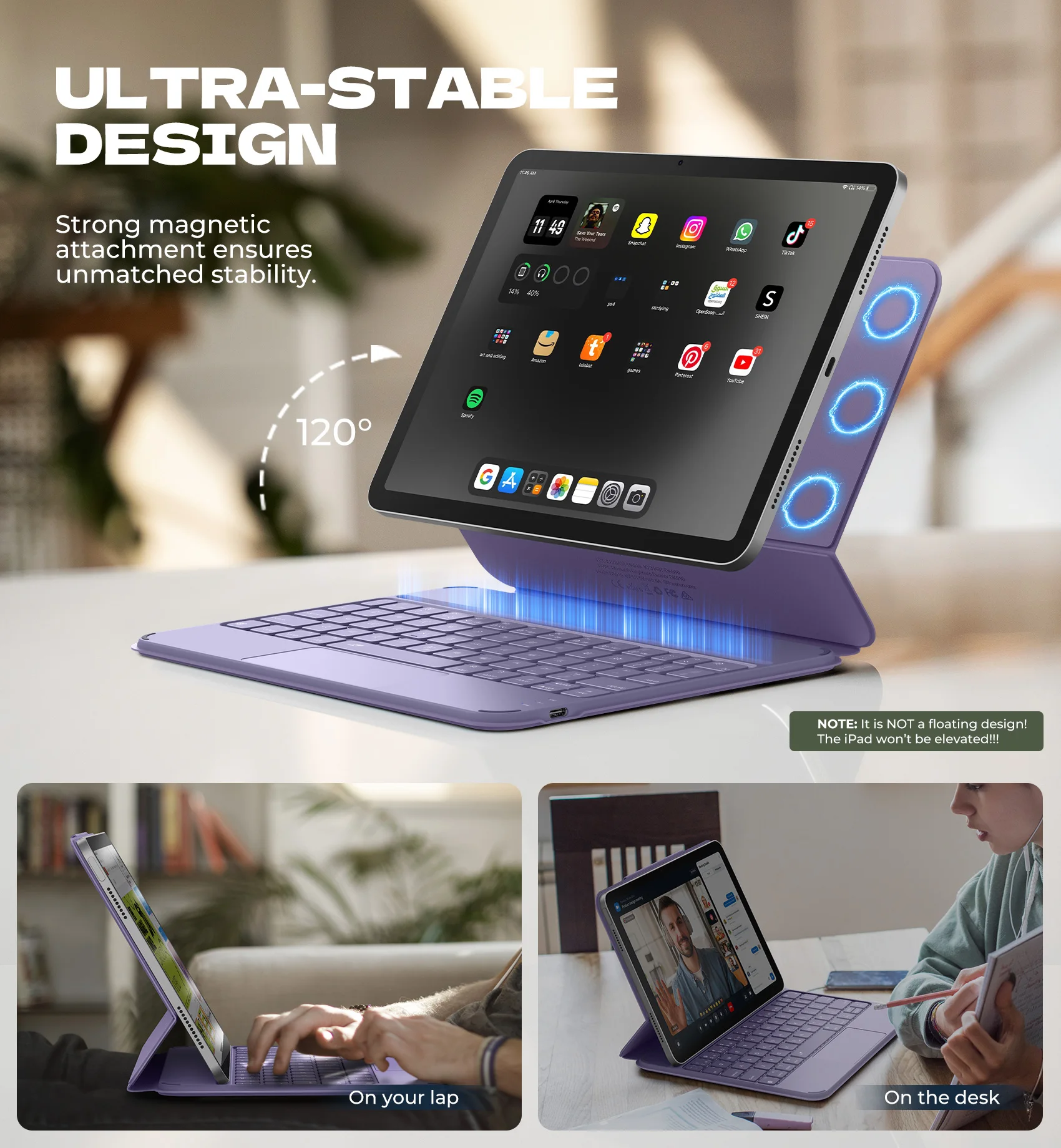 For iPad Air 11 inch Case Keyboard M4/M3/M2&iPad Pro 11 iPad Air 5th/4th Gen Case with Keyboard Magnetic Trackpad Backlit Holder