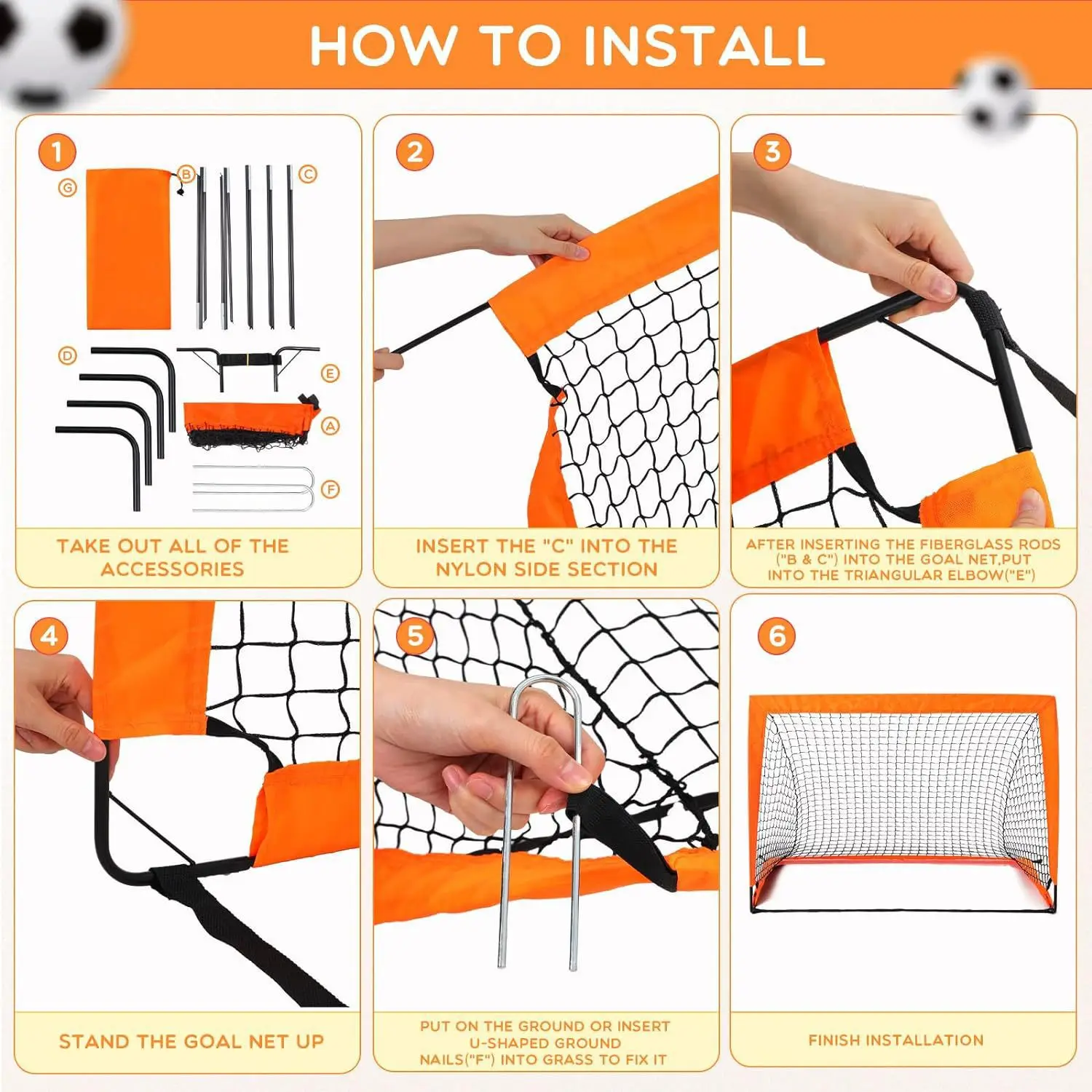 Portable Foldable Kids Football Training Net, Indoor Outdoor Mobile Game Goal, 12x6 Feet Soccer Accessory