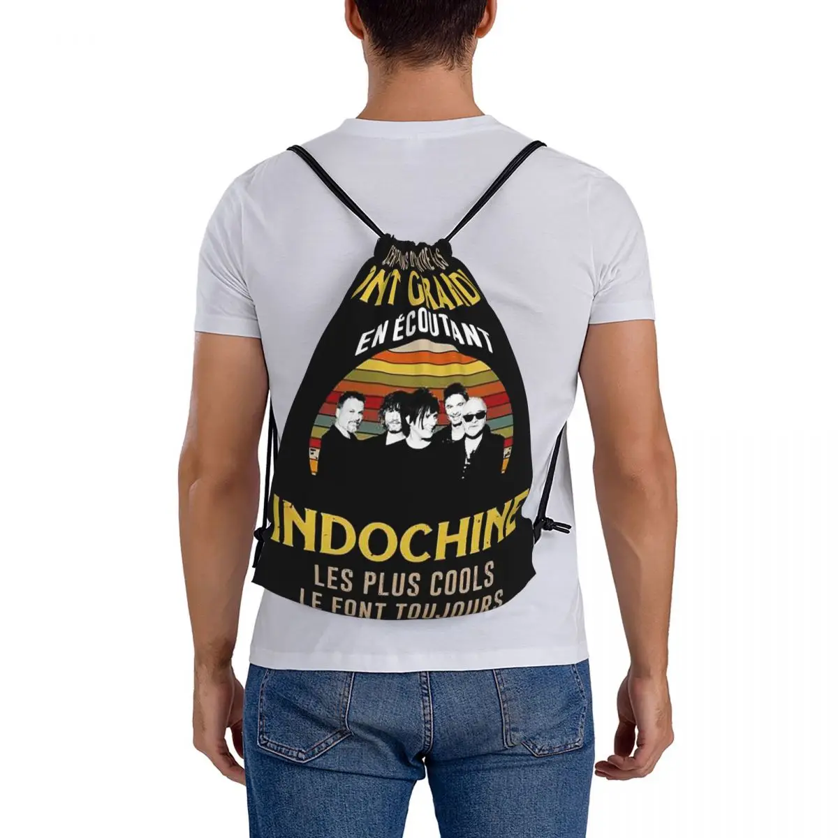 Terbaik dari Indochine Band Logo Exselna genre Rock ransel tas tali serut bundel saku tas buku Olahraga