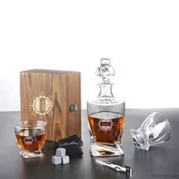 3 Pcs Se tCrystal Whiskey Decanter with Wooden Gift Box, Old Fashioned Glass Cup, Lead-free Barware for liquor