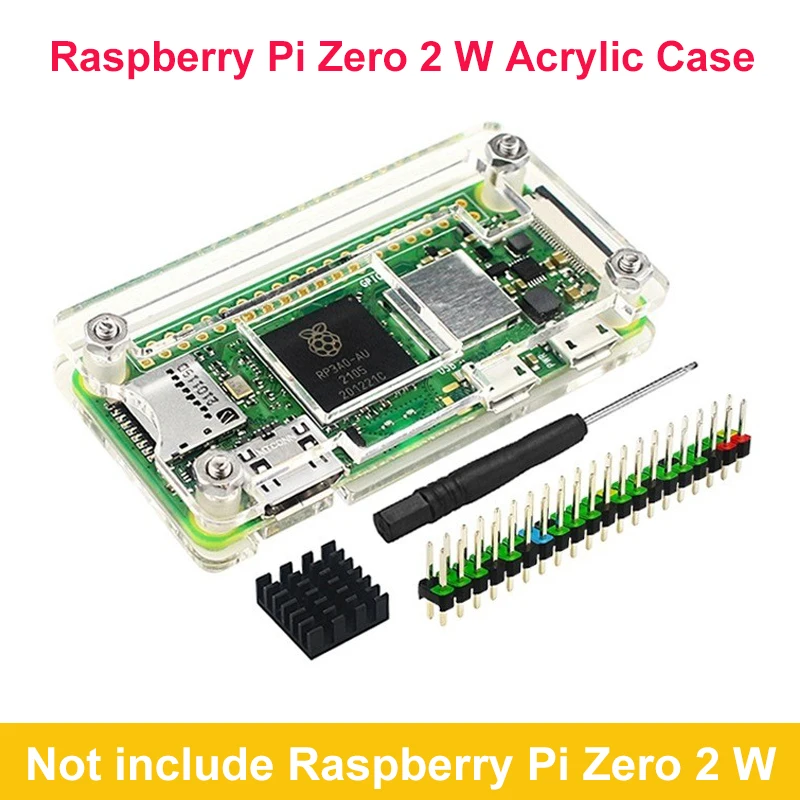 Raspberry Pi zero 2 W เคสอะคริลิกกล่องเปลือกพลาสติกสีดำสีน้ำเงินใสพร้อมหัวอลูมิเนียมฮีทซิงค์ GPIO