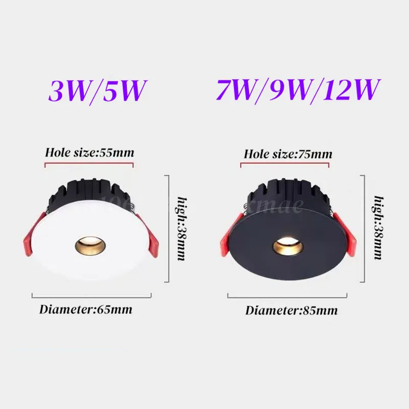 Dimmable Recessed LED COB Embedded Ceiling Lamp Fixture Downlight Focus Mini Spotlight Narrow Beam Angle 3°8°15°24°Wine Cabinet