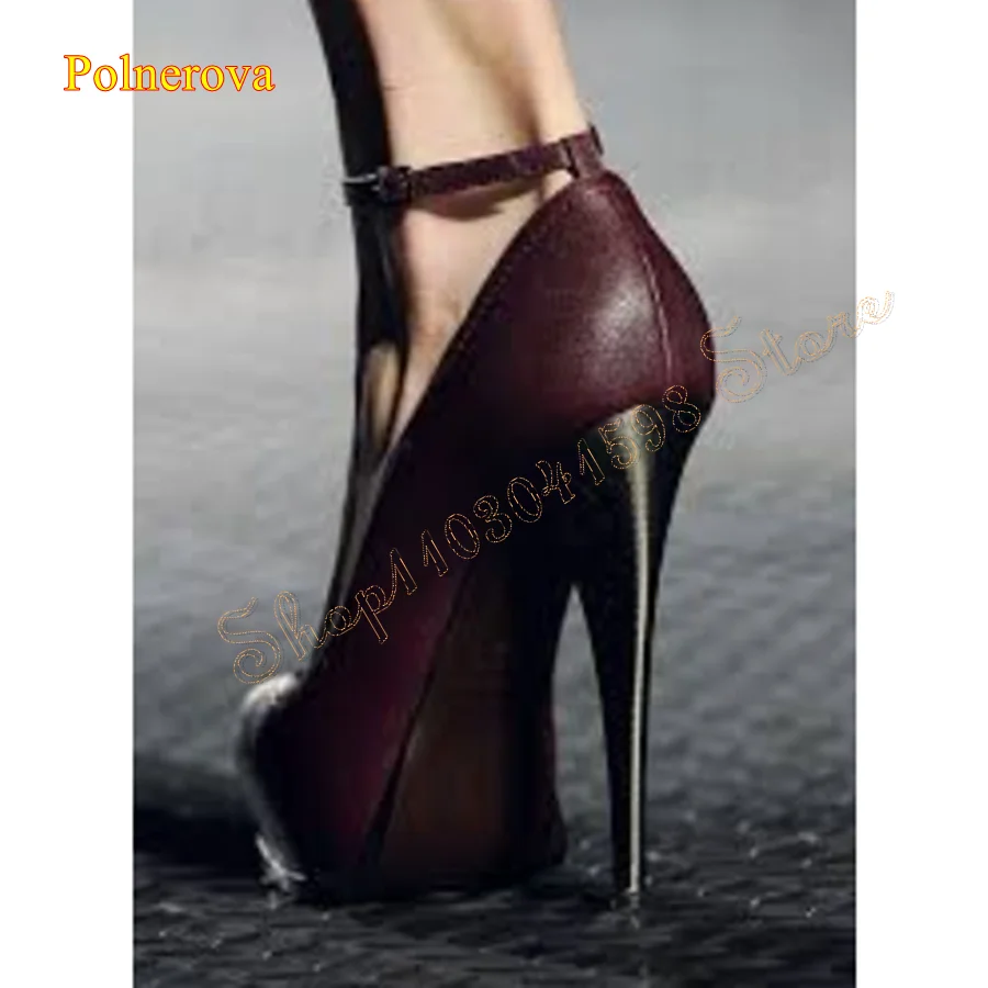 Retro Pointed Toe Leather Pumps Thick Sole Tapered Heel Buckle Women's Shoes Wedding Party Heels 2024 New Zapatos Para Mujere