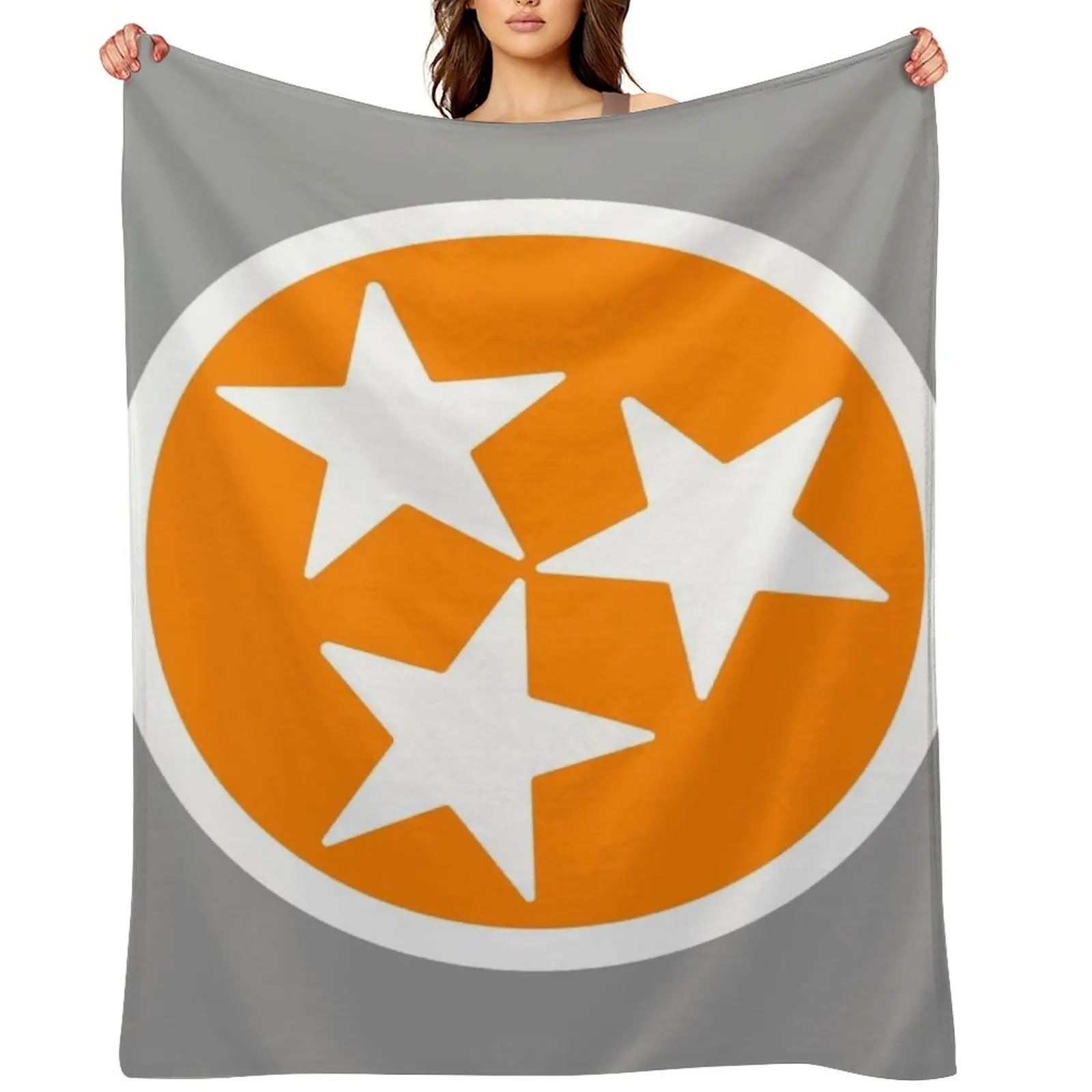 

Orange & White Tri-Star Throw Blanket Picnic Single Bed linens for sofa Blankets