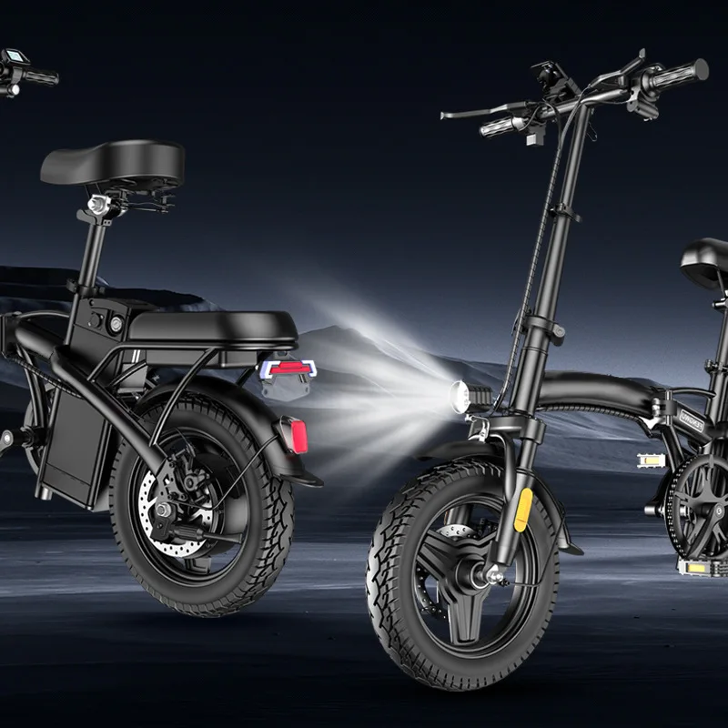 Ultra-light portable motorcycle, small transportation folding electric two-wheeler 14-inch lithium battery battery car